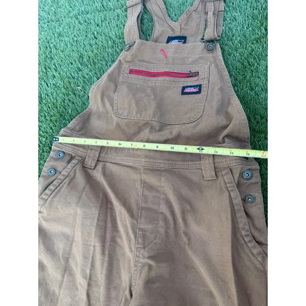 Dickies Brown Duck Canvas Bib Overalls Mens Small Workwear Utility P373916